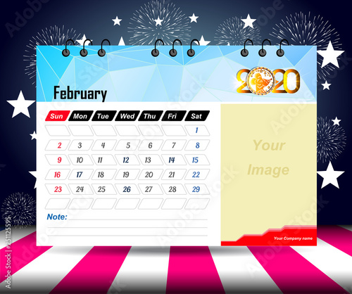 february 2020 Calendar for new year photo