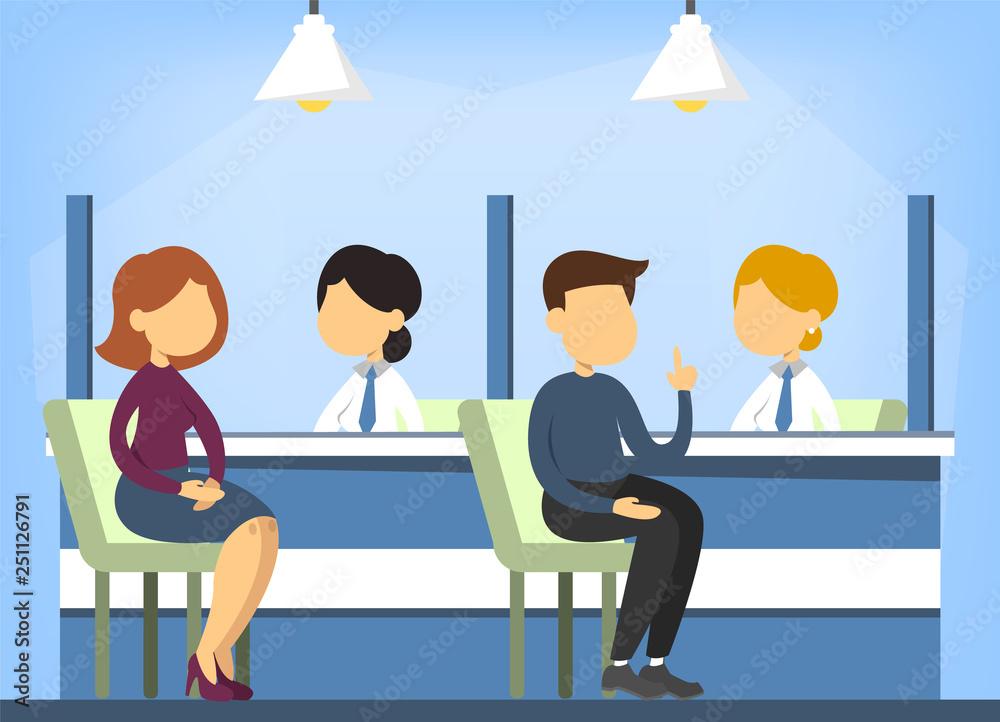 Bank office interior. Financial consulting. Person sitting Bank office interior. Financial consulting. Person sitting