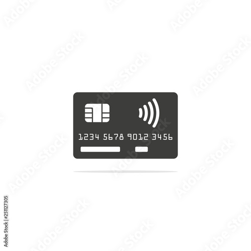 Monochrome vector illustration of a Credit Card Icon , isolated on a white background.