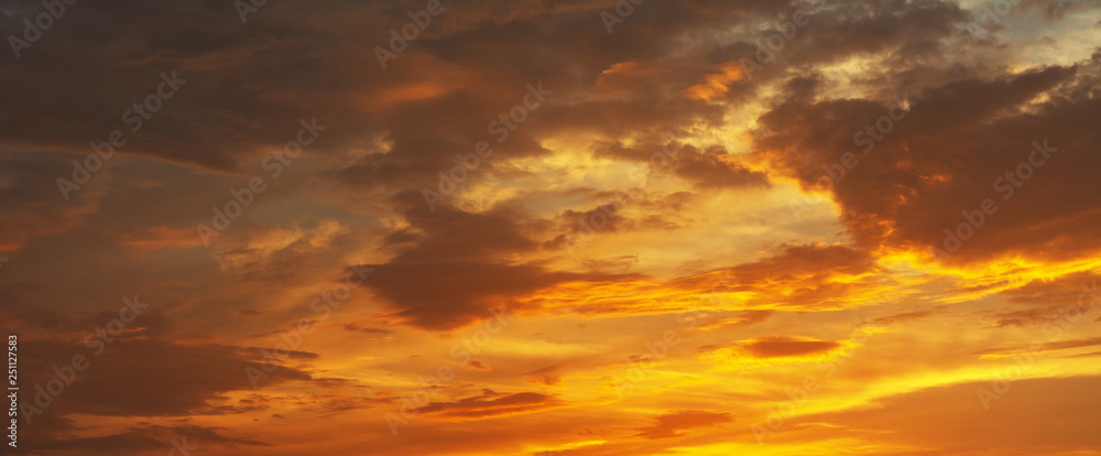 The view of the sky with different states of nature, at dawn and at dusk with dramatic red clouds, sunshine and beautiful sunsets and sunrises.