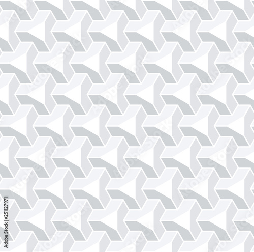 Seamless geometric isometric pattern. 3D white background.