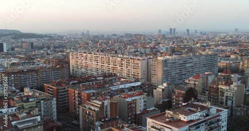 Aerial view in Barcelona. City of Catalonia. Spain. Drone Photo