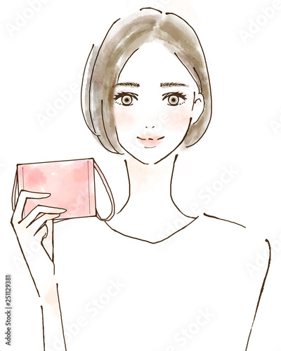 女性 イラスト マスクを持つ ウィルス対策 風邪予防 Stock Illustration Adobe Stock