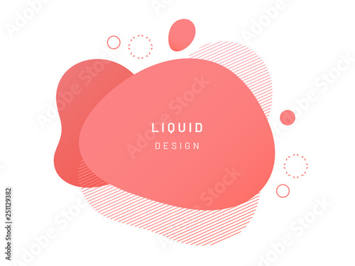 Red fluid blob for card background. Liquid stain in dynamic color. Free geometrical shape for flyer. Aqua blotch with wavy lines. Abstract gradient banner template