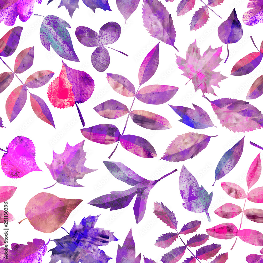 Seamless pattern of different leaves. Illustration Seamless pattern of different leaves. Illustration