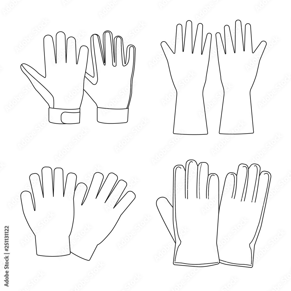 Vector illustration of glove and winter sign. Collection of glove and equipment stock vector illustration. Vector illustration of glove and winter sign. Collection of glove and equipment stock vector illustration.
