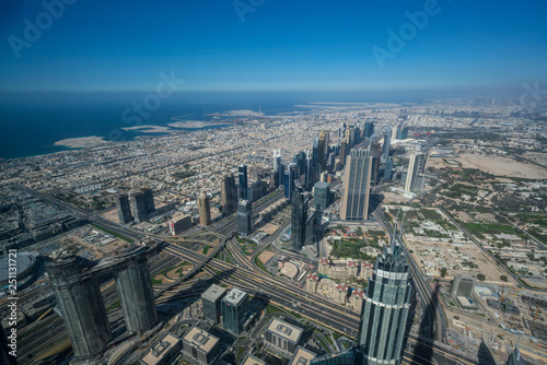 Bird view of Dubai skyline at daytime