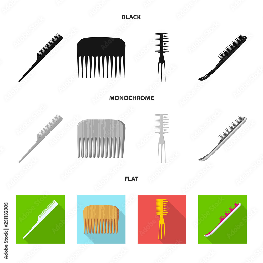 Vector design of brush and hair logo. Set of brush and hairbrush vector icon for stock.
