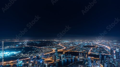 Bird view of Dubai skyline at magic hour © hit1912