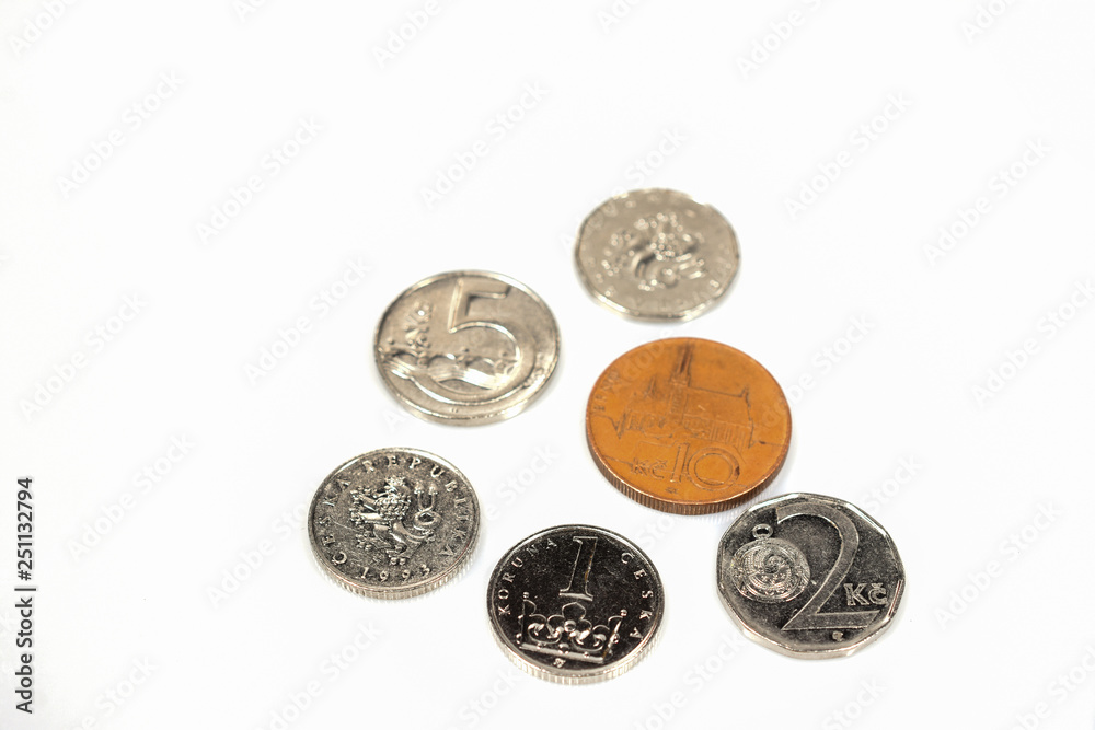 Czech Coins isolated on white background