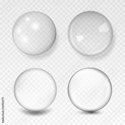 white transparent glass sphere with glares and highlights