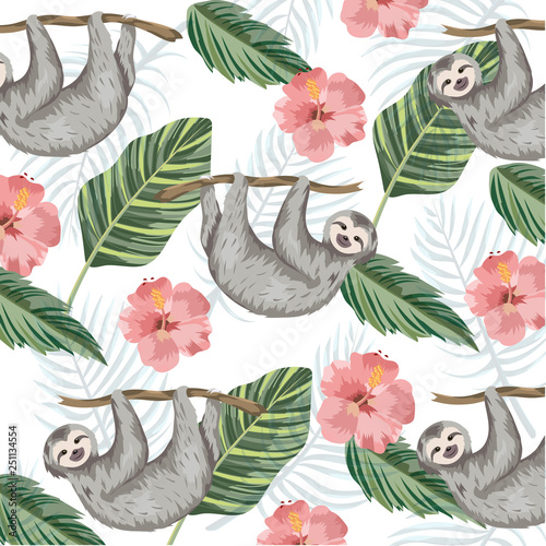 beautiful tropical flowers cartoon