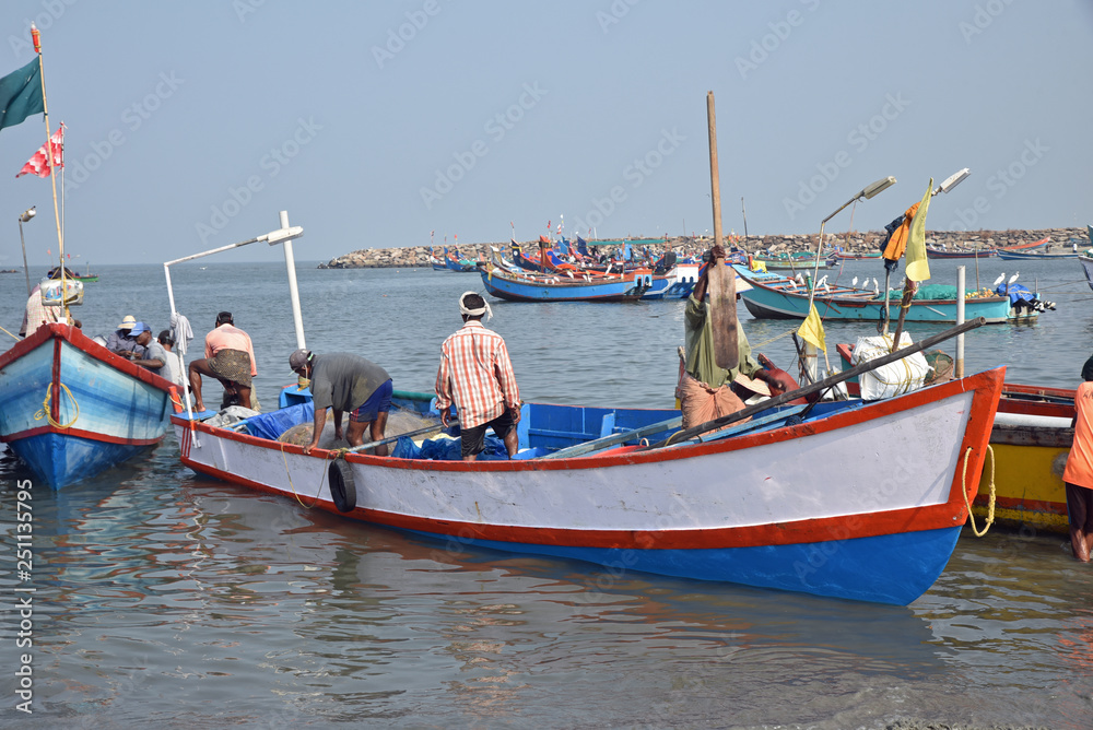 Retour de la pêche au Kerala, Inde du Sud