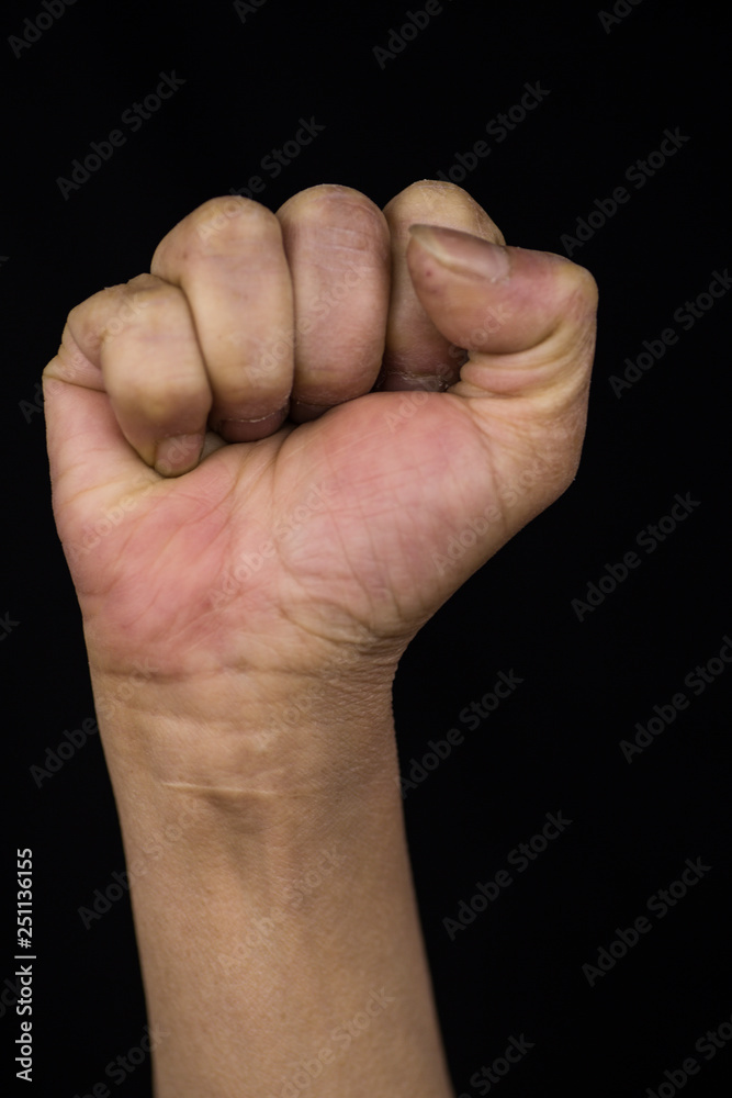 An woman protests and defend s her rights with her hands. An woman protests and defend s her rights with her hands.