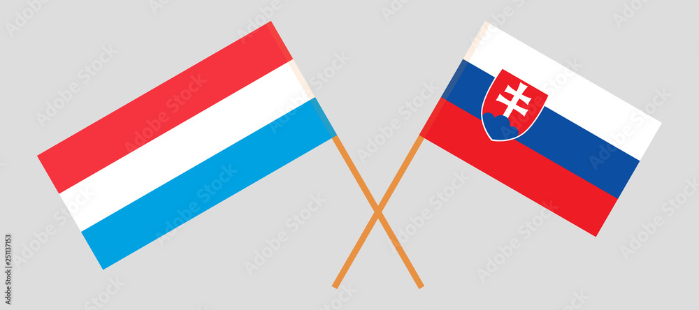 Slovakia and Luxembourg. The Slovakian and Luxembourgish flags. Official colors. Correct proportion. Vector