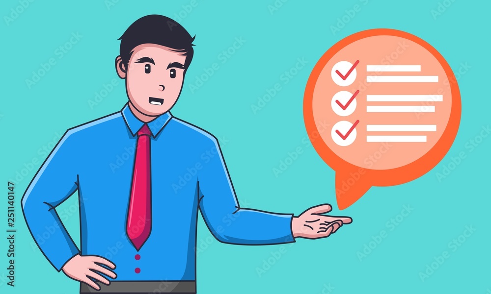 Happy Businessman with checklist completed job Happy Businessman with checklist completed job