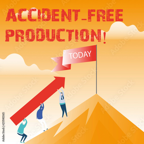 Text sign showing Accident Free Production. Conceptual photo Productivity without injured workers no incidents photo