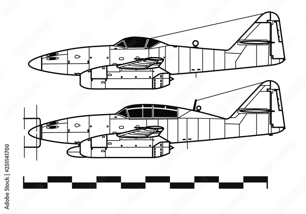 Messerschmitt Me.262. Outline drawing