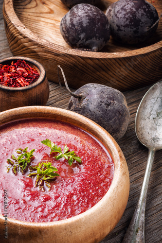 Beetroot creamy soup photo