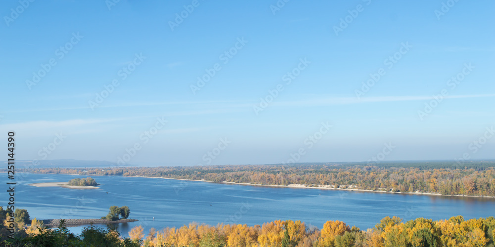 View of the Dnieper River in autumn, Kaniv, Ukraine, Tarasova Hill (Chernecha Hora) 