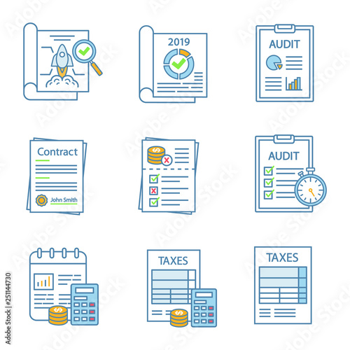 Audit color icons set