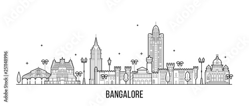 Bangalore skyline Karnataka India city vector line photo
