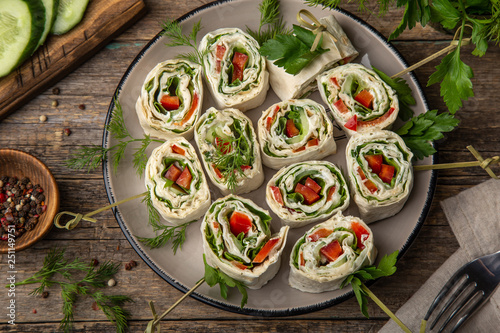 vegetables and cream cheese roll ups
