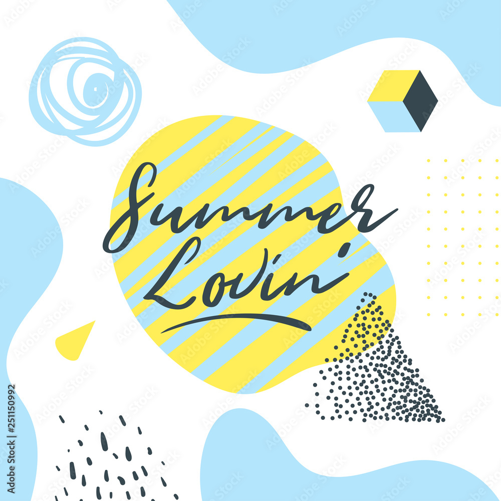 Naklejka premium Memphis style summer banner template