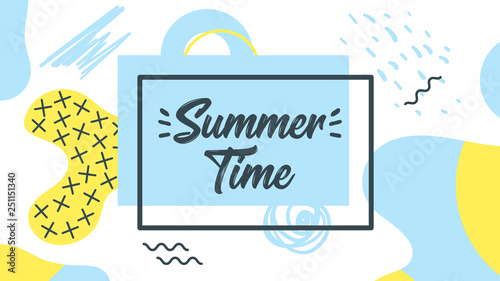 Memphis style summer banner template