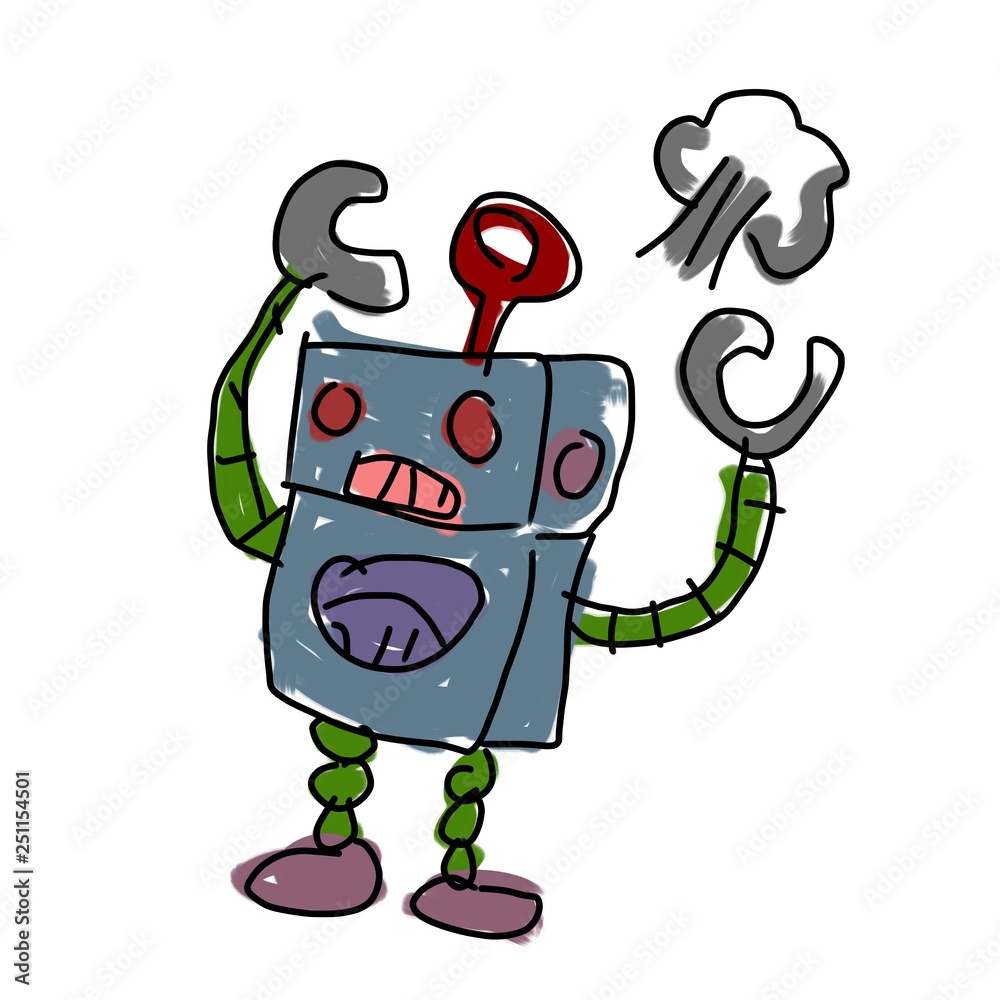 怒ったロボットのイラスト Stock Illustration Adobe Stock