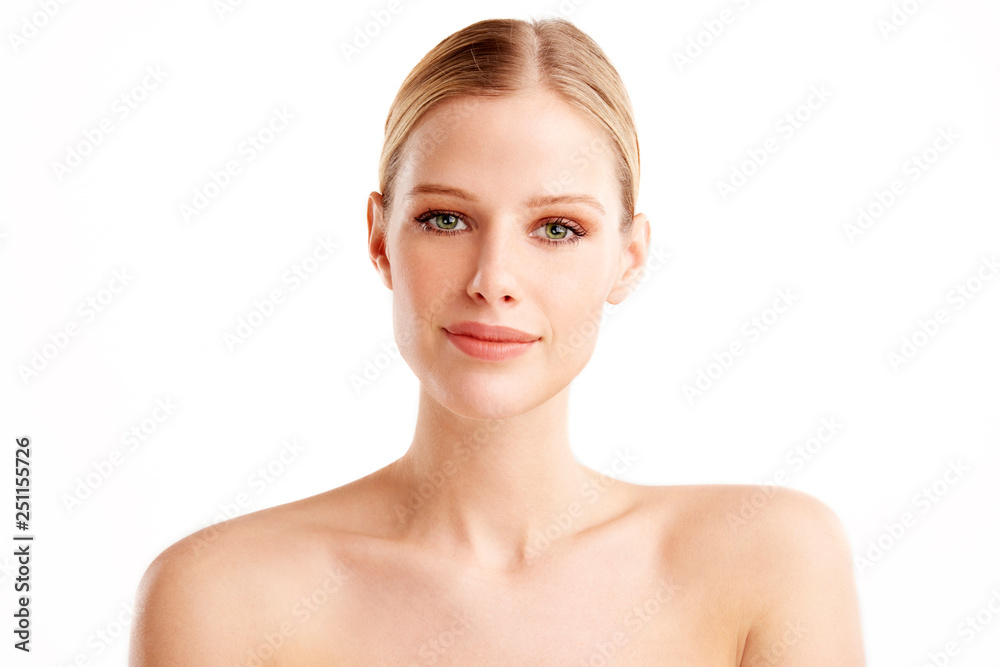 Beauty portrait of a young woman at isolated white backgorund. Beauty portrait of a young woman at isolated white backgorund.