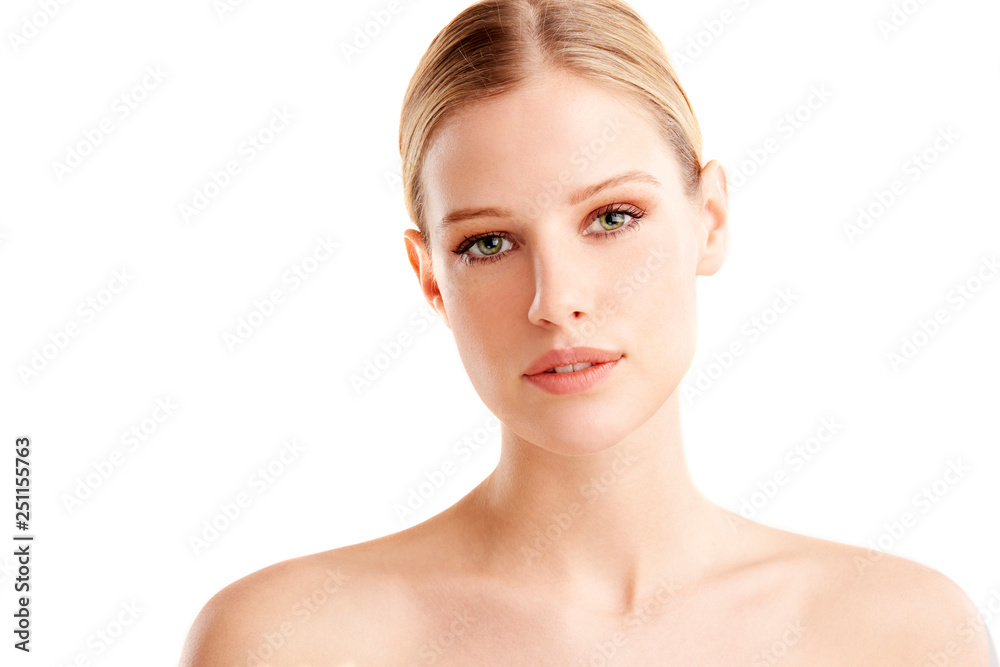 Beauty portrait of a young woman at isolated white backgorund. Beauty portrait of a young woman at isolated white backgorund.