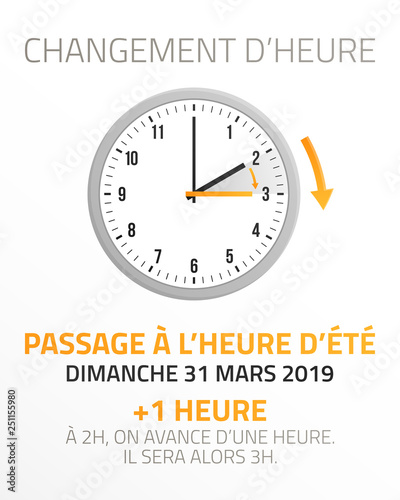 changement d'heure - passage à l'heure d'été - 31 mars 2019
