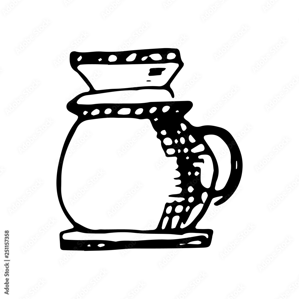 Hand Drawn coffee maker doodle. Sketch style icon. Decoration element.  Isolated on white background. Flat design. Vector illustration Stock Vector  | Adobe Stock