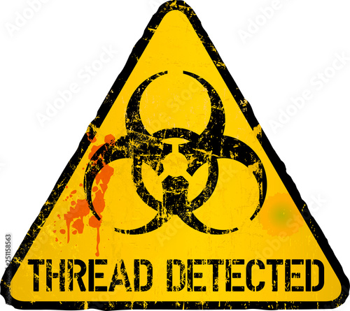 computer virus detection, thread warning sign, vector illustration