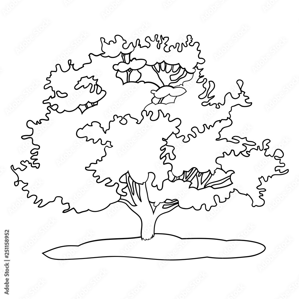 Vector drawing, tree illustration, landscape, nature