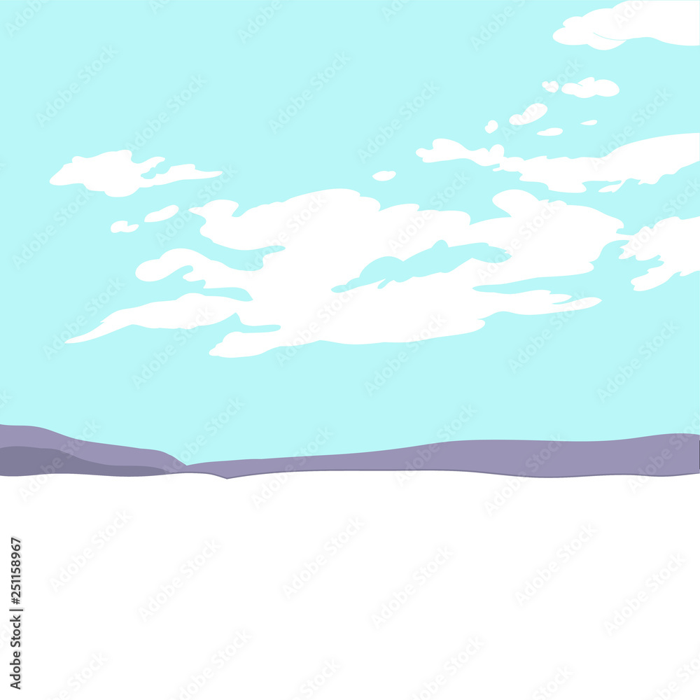 Illustration in vector, rural landscape, with trees, beautiful view, open space