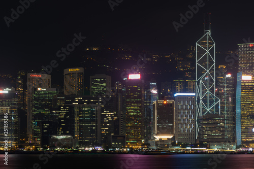 Hong Kong  China - October 25  2018  Hong Kong Island skyline from Kowloon.
