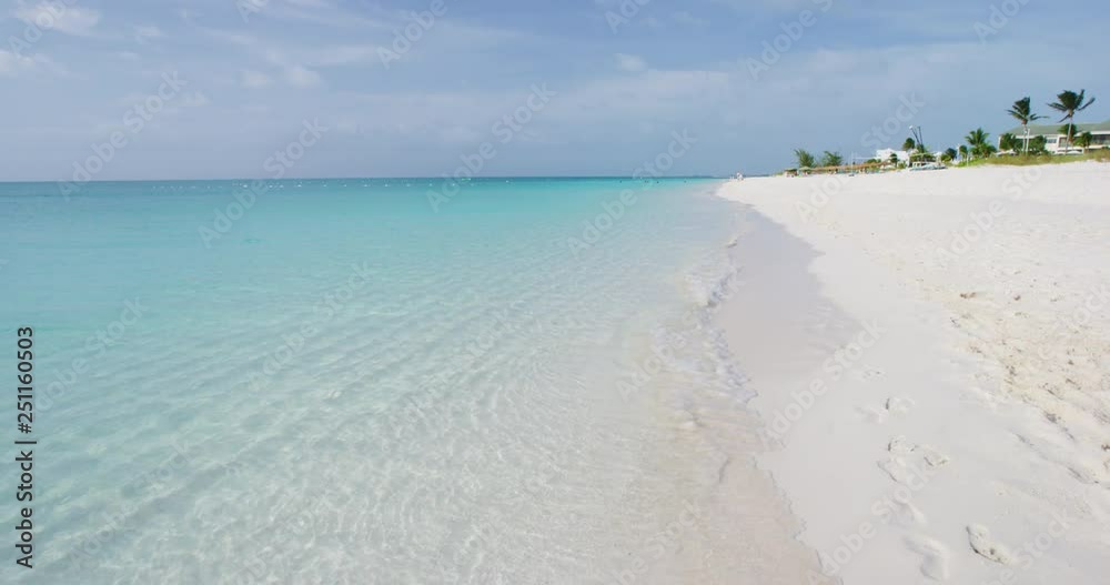 Beach with nobody - tropical beach background with perfect blue water and white sand beach with calm waves. 4K video. Beach with nobody - tropical beach background with perfect blue water and white sand beach with calm waves. 4K video.