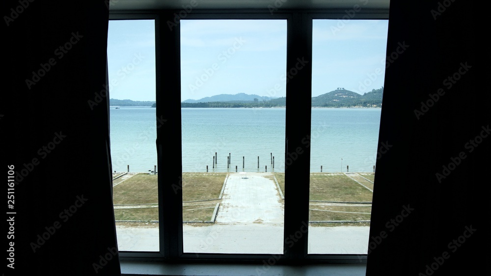 View of a window with seaview