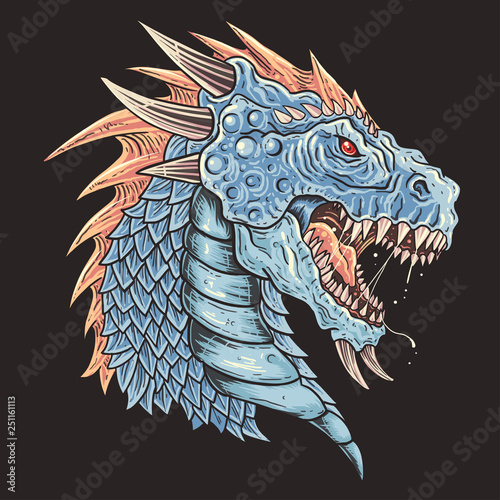 Dragon Head detail eps Vector