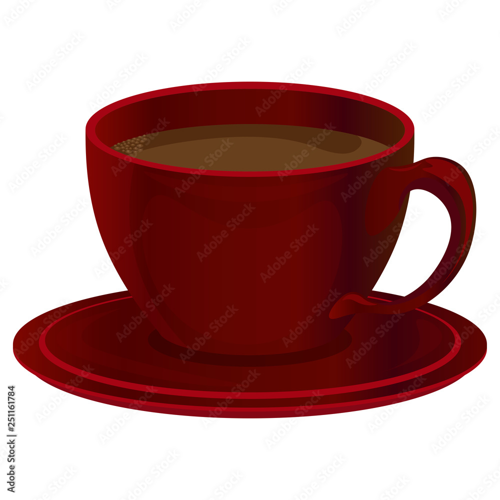 Red cup of coffee. Vector illustration.