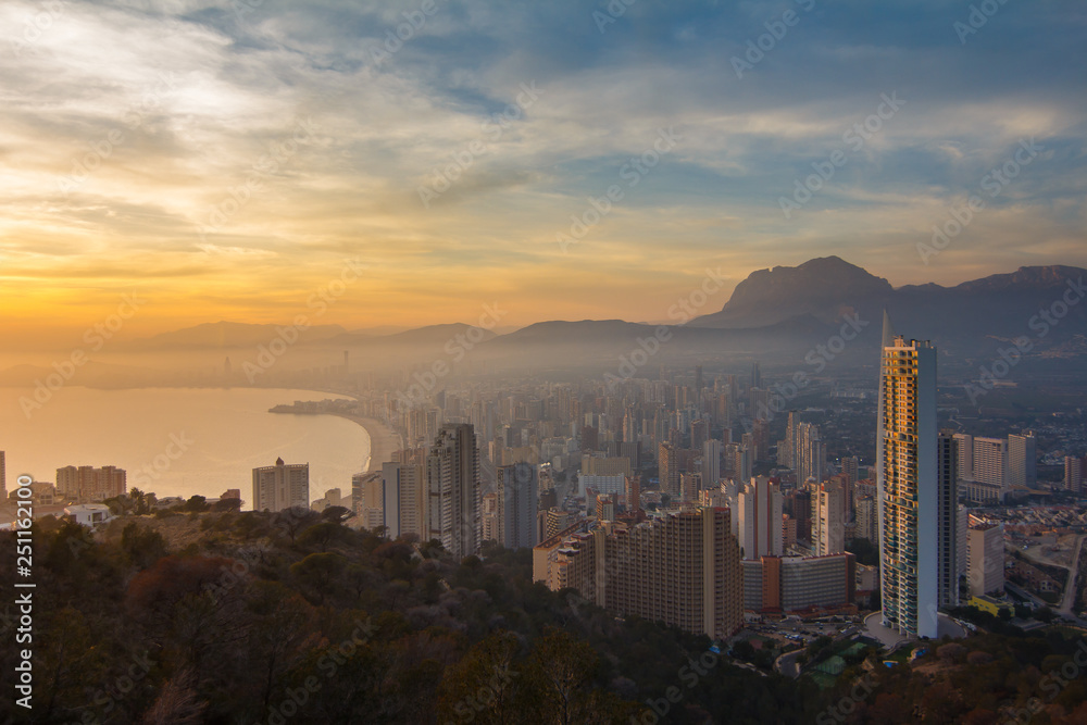 custom made wallpaper toronto digitalView to the Benidorm city sunset