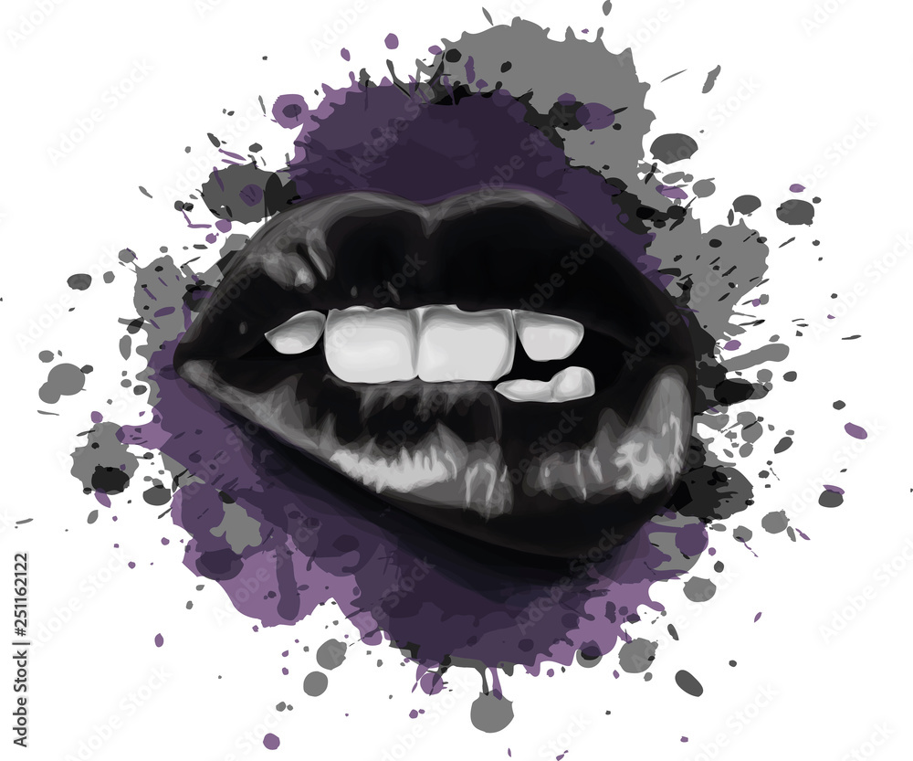 Sexy vector lips. Modern art. Black lips Stock Vector | Adobe Stock