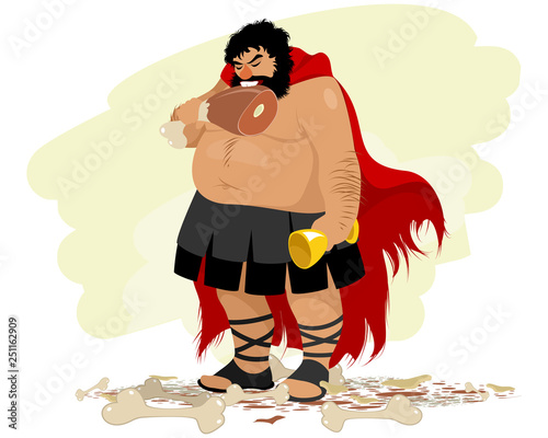 Caricature of an obese Spartan