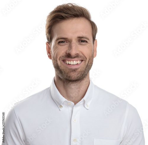 face of a laughing young casual man