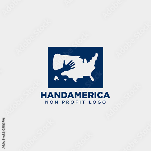 american charity non profit care hand logo template vector illustration