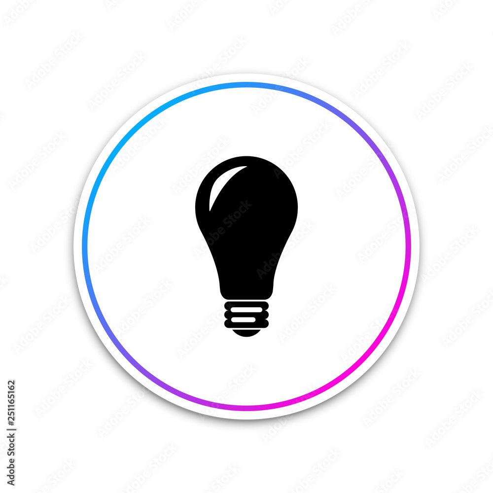 Light bulb icon isolated on white background. Energy and idea symbol. Lamp electric. Circle white button. Vector Illustration Light bulb icon isolated on white background. Energy and idea symbol. Lamp electric. Circle white button. Vector Illustration
