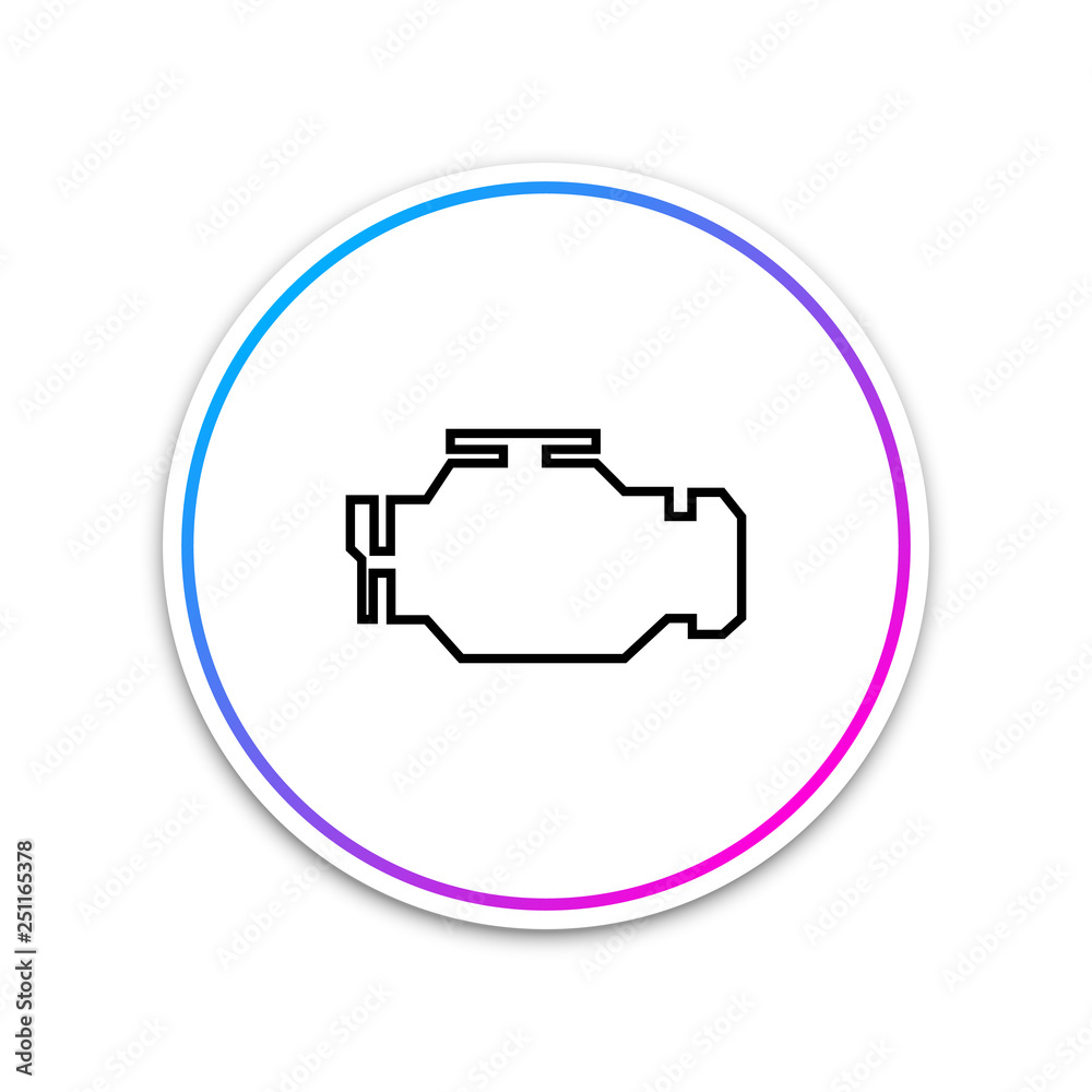 Check engine icon isolated on white background. Circle white button. Vector Illustration Check engine icon isolated on white background. Circle white button. Vector Illustration