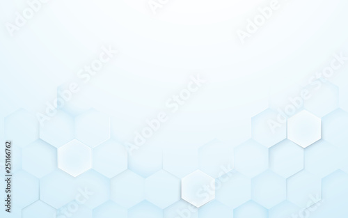 Soft blue and White 3d hexagons texture background